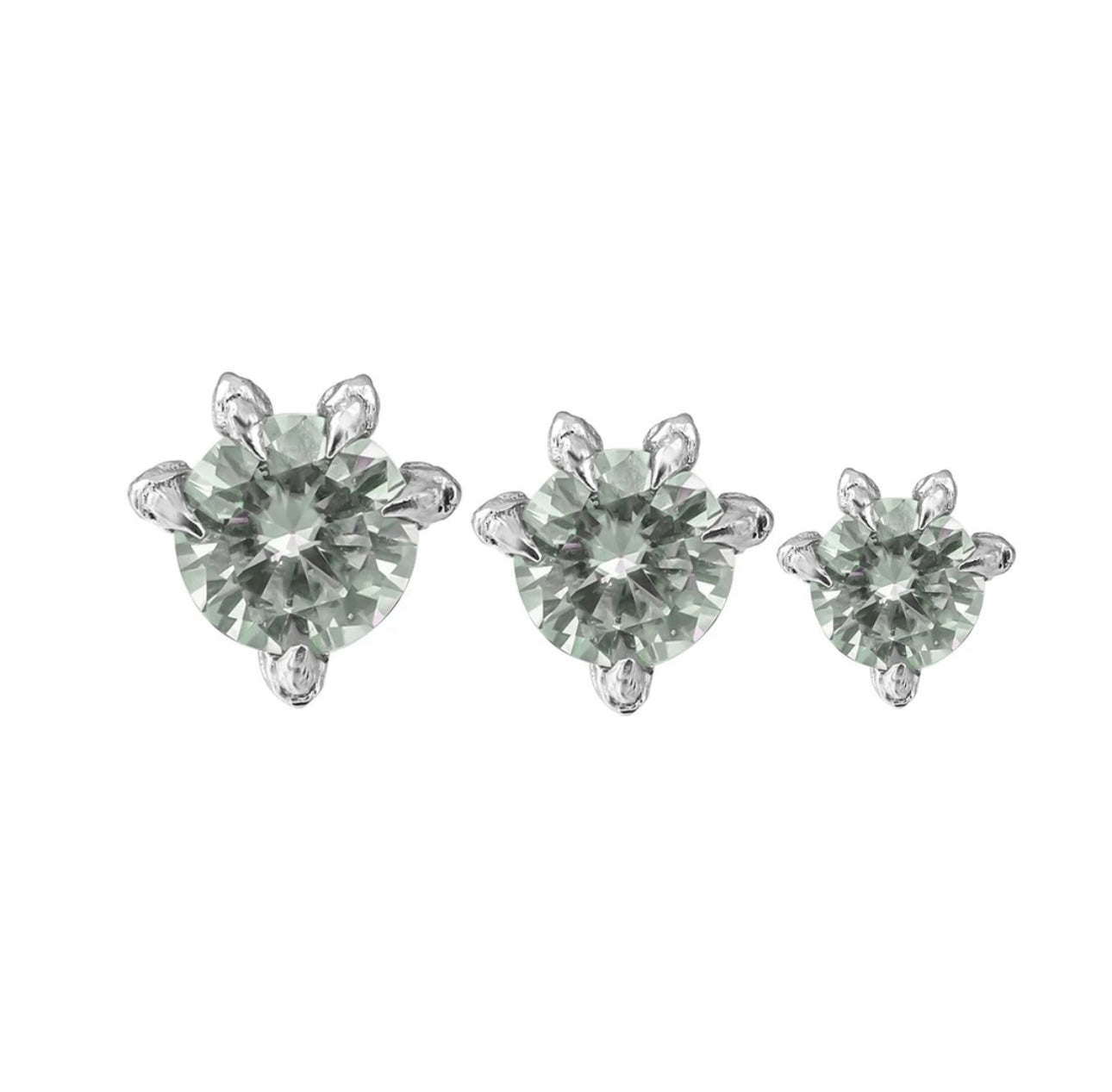 Lotuskiss Dragon Claw Light Green Moissanite Solid 925 Silver Five-Claw Screw Light Luxury Stud Earrings
