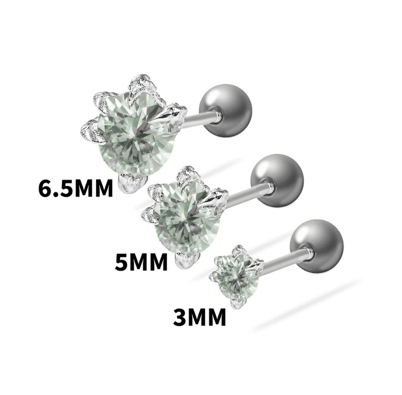 Lotuskiss Dragon Claw Light Green Moissanite Solid 925 Silver Five-Claw Screw Light Luxury Stud Earrings