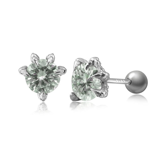 Lotuskiss Dragon Claw Light Green Moissanite Solid 925 Silver Five-Claw Screw Light Luxury Stud Earrings