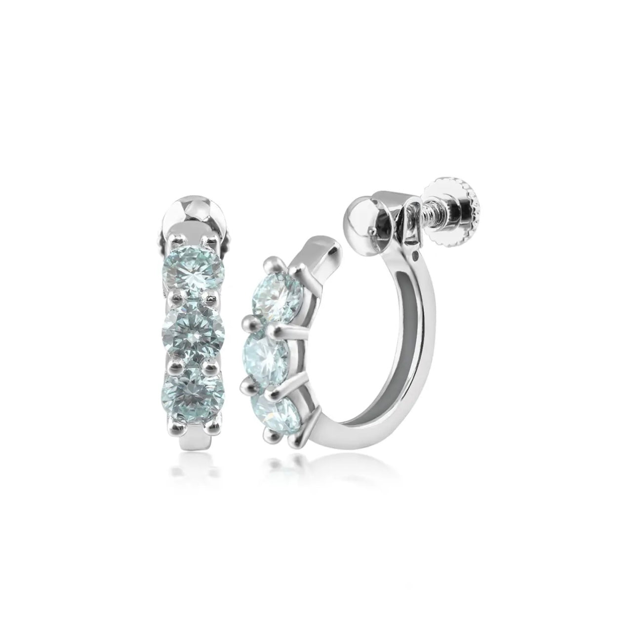 LotusKiss Moissanite Non-Pierced Maldives Blue  Adjustable Earrings