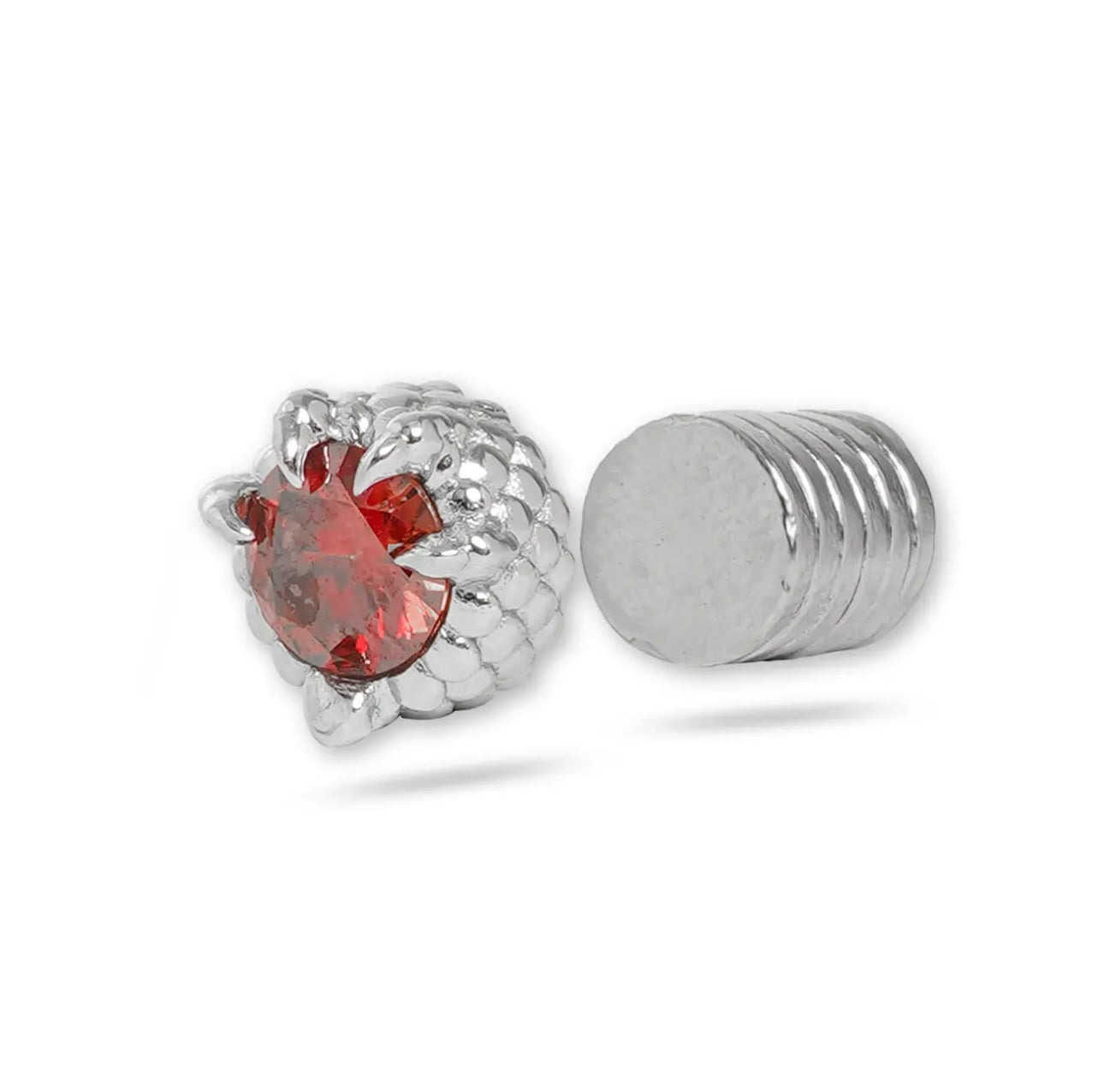 Lotuskiss Moissanite Magnetic Dragon Claw No-Piercing Blood Red Fashionable Unisex Versatile Earrings