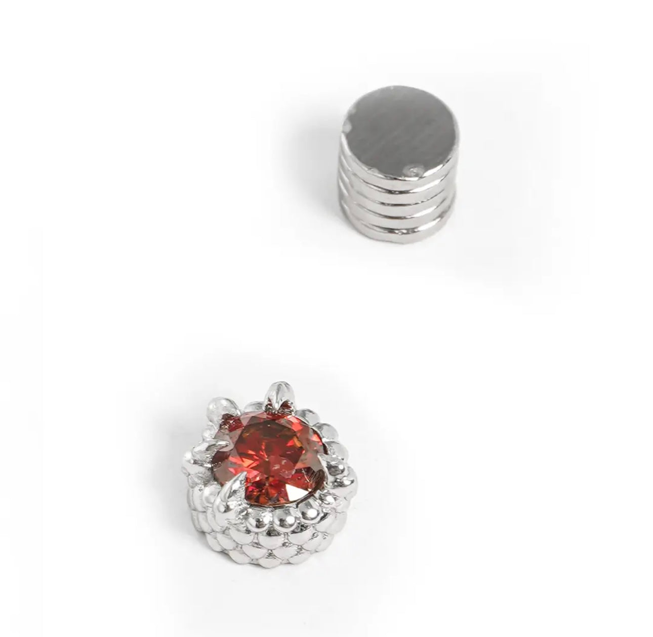 Lotuskiss Moissanite Magnetic Dragon Claw No-Piercing Blood Red Fashionable Unisex Versatile Earrings