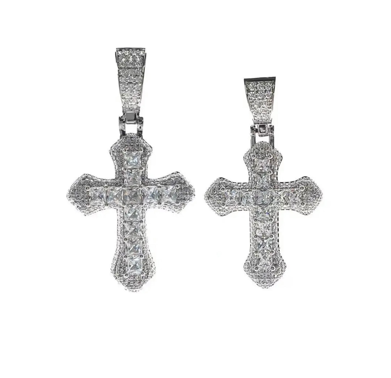 Lotuskiss Moissanite Light Pink Unisex Luxe Cross Pendant Necklace