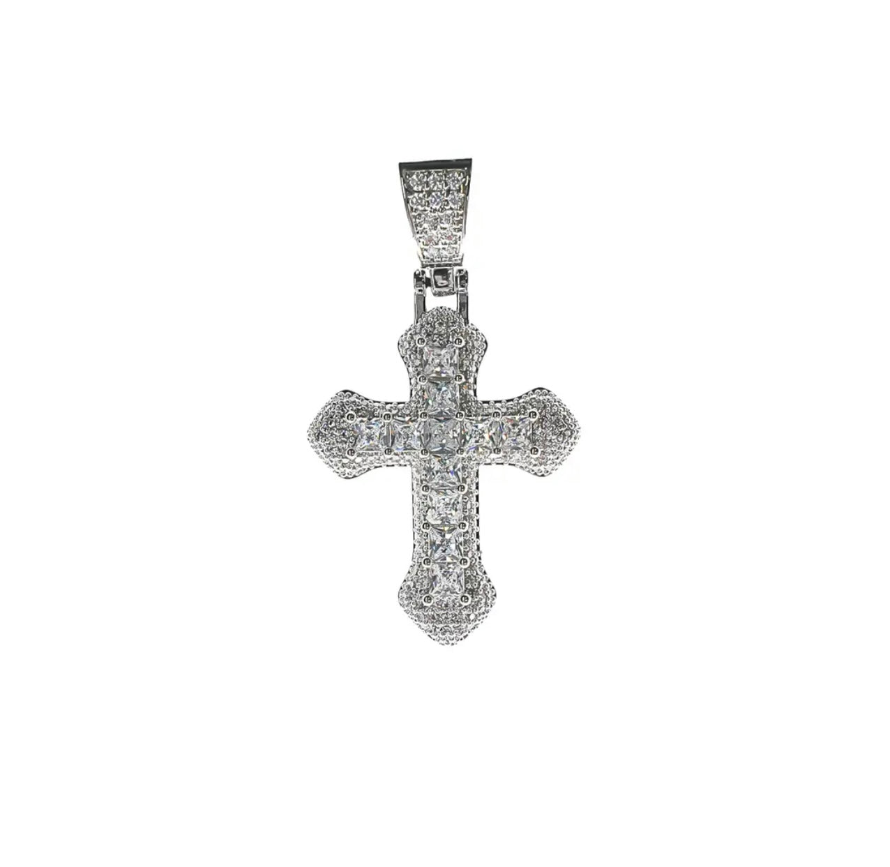 Lotuskiss Moissanite Light Pink Unisex Luxe Cross Pendant Necklace