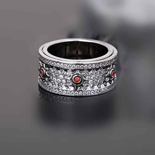 Lotuskiss Starry Sky Diamond-Studded Rotatable Gear Couple Ring