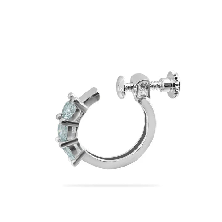 LotusKiss Moissanite Non-Pierced Maldives Blue  Adjustable Earrings