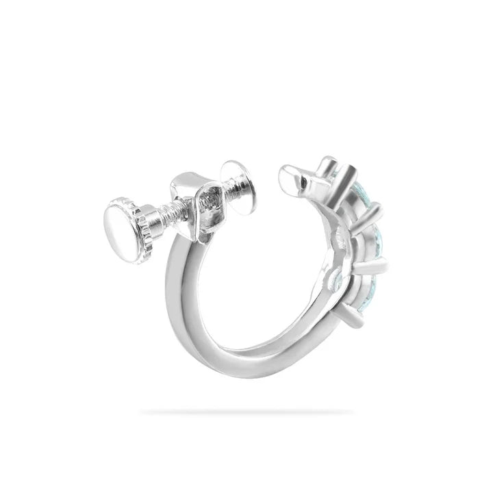 LotusKiss Moissanite Non-Pierced Maldives Blue  Adjustable Earrings